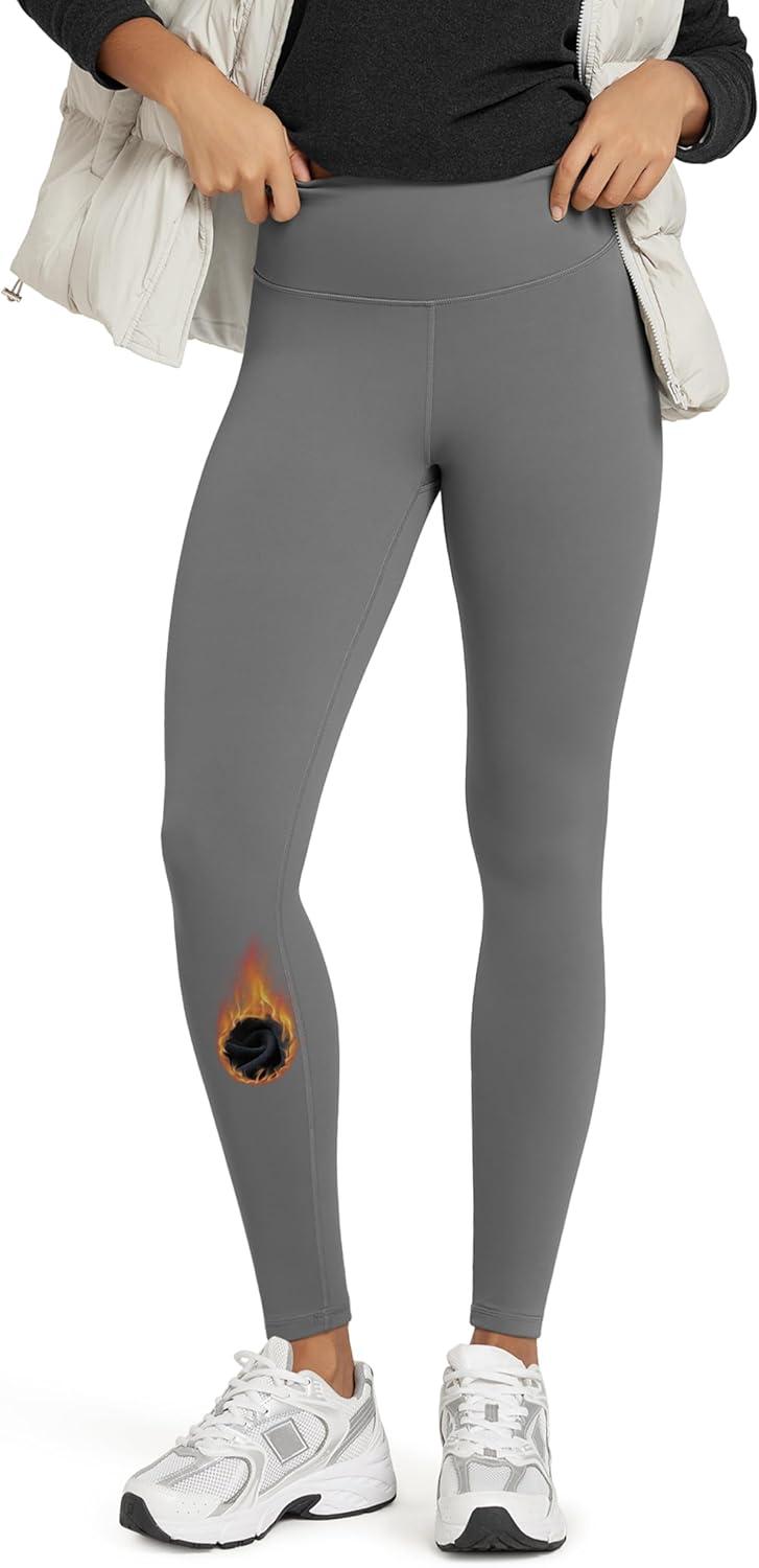 imageODODOS Womens Thick Fleece Lined Leggings Thermal Warm Winter Tights  25quot  28quot High Waisted Yoga Pants with Back PocketsCharcoal