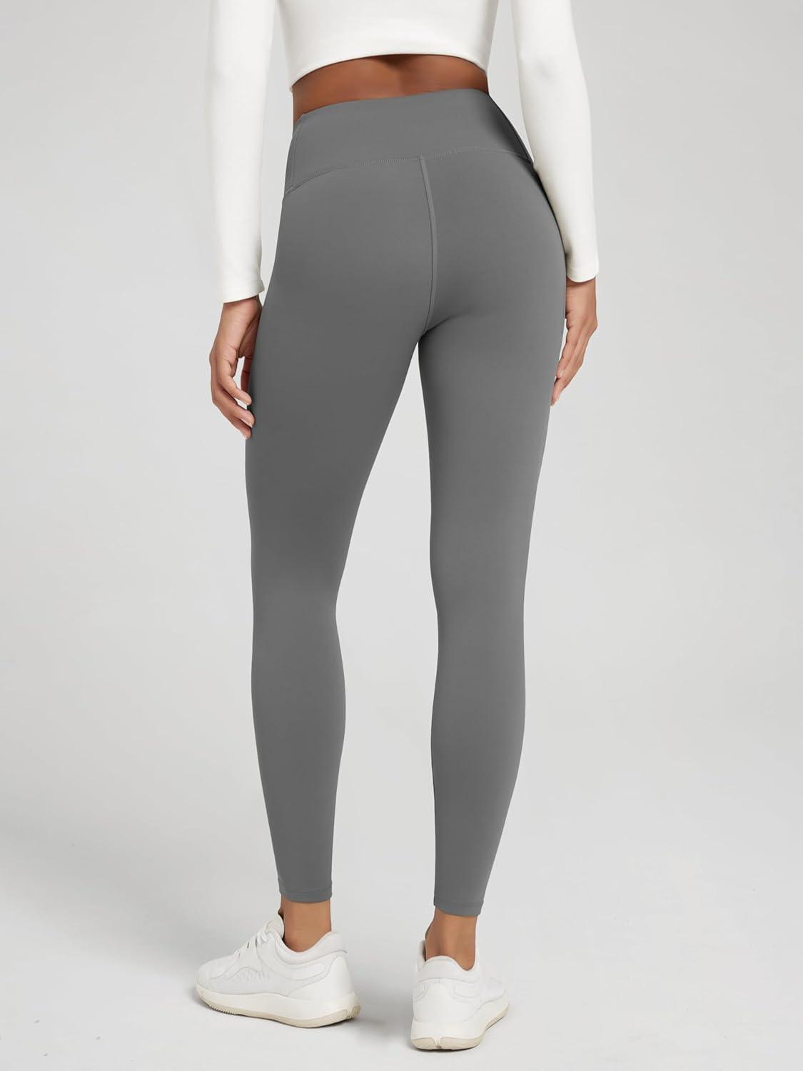 imageODODOS Womens Thick Fleece Lined Leggings Thermal Warm Winter Tights  25quot  28quot High Waisted Yoga Pants with Back PocketsCharcoal