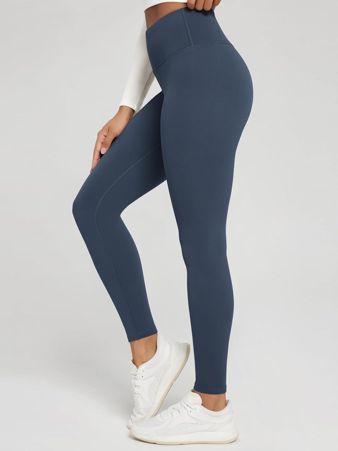 imageODODOS Womens Thick Fleece Lined Leggings Thermal Warm Winter Tights  25quot  28quot High Waisted Yoga Pants with Back PocketsNavy