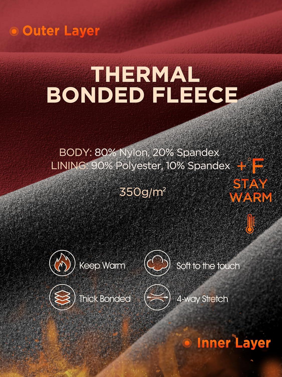 imageODODOS Womens Thick Fleece Lined Leggings Thermal Warm Winter Tights  25quot  28quot High Waisted Yoga Pants with Back PocketsRed Dahlia