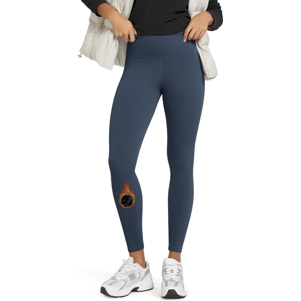 imageODODOS Womens Thick Fleece Lined Leggings Thermal Warm Winter Tights  25quot  28quot High Waisted Yoga Pants with Back PocketsNavy