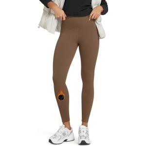 imageODODOS Womens Thick Fleece Lined Leggings Thermal Warm Winter Tights  25quot  28quot High Waisted Yoga Pants with Back PocketsChocolate
