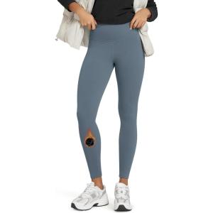 imageODODOS Womens Thermal Bonded Fleece Lined Leggings  Thick Warm Winter High Waisted Yoga Pants with Back Pocket  25quot  28quotBlue Gray