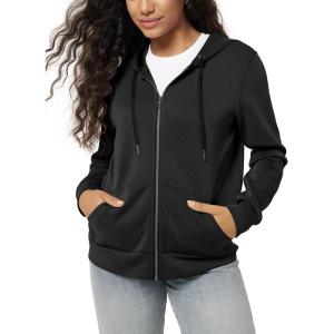 imageODODOS Womens Modal Soft FullZip Hoodies Casual Relaxed Fall Outfit Hooded Jacket with PocketsBlack