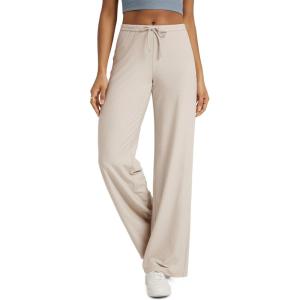 image:imageODODOS Womens Wide Leg Pants  Ultra Soft odSTRATUM Tech Adjustable MidRise Casual Pajama Lounge PantsEcru Heather