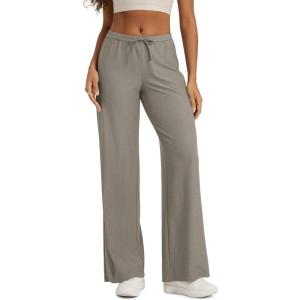 image:imageODODOS Womens Wide Leg Pants  Ultra Soft odSTRATUM Tech Adjustable MidRise Casual Pajama Lounge PantsWarm Grey Heather