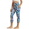image:imageODODOS Womens High Waisted Yoga Capris with Pockets Tummy Control Non See Through Workout Athletic Running Capri LeggingsBlurred Tropical