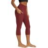 image:imageODODOS Womens High Waisted Yoga Capris with Pockets Tummy Control Non See Through Workout Athletic Running Capri LeggingsBrick Red