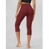 image:imageODODOS Womens High Waisted Yoga Capris with Pockets Tummy Control Non See Through Workout Athletic Running Capri LeggingsBrick Red