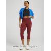 image:imageODODOS Womens High Waisted Yoga Capris with Pockets Tummy Control Non See Through Workout Athletic Running Capri LeggingsBrick Red