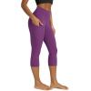 image:imageODODOS Womens High Waisted Yoga Capris with Pockets Tummy Control Non See Through Workout Athletic Running Capri LeggingsPlum Purple