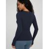 image:imageODODOS Womens Long Sleeve Shirts with Thumb Hole Cloud Feeling Soft Crew Neck Slim Fit Tee Yoga Athletic Workout TopsDeep Navy