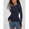 image:imageODODOS Womens Long Sleeve Shirts with Thumb Hole Cloud Feeling Soft Crew Neck Slim Fit Tee Yoga Athletic Workout TopsDeep Navy