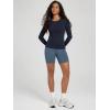 image:imageODODOS Womens Long Sleeve Shirts with Thumb Hole Cloud Feeling Soft Crew Neck Slim Fit Tee Yoga Athletic Workout TopsDeep Navy