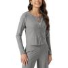 image:imageODODOS Womens Cardigan  Ultra Soft odSTRATUM Tech Performance Long Sleeve Crop UPF 50 Button Down Crewneck TopGrey Heather