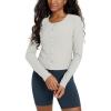 image:imageODODOS Womens Cardigan  Ultra Soft odSTRATUM Tech Performance Long Sleeve Crop UPF 50 Button Down Crewneck TopSalt Heather
