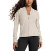 image:imageODODOS Womens Performance Full Zip Track Jacket Ultra Soft odSTRATUM Tech UPF 50 Stand Collar Athletic Top with PocketsEcru Heather