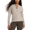 image:imageODODOS Womens Performance Full Zip Track Jacket Ultra Soft odSTRATUM Tech UPF 50 Stand Collar Athletic Top with PocketsMocha Heather