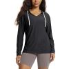 image:imageODODOS Womens VNeck Oversized Hoodie  Ultra Soft odSTRATUM Tech Pullover Side Slit Long Sleeve Tops with Kangaroo PocketBlack Heather