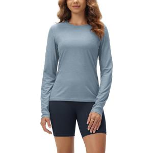 image:imageODODOS Womens Long Sleeve TShirt  Ultra Soft odSTRATUM Tech Performance Top UPF 50 Breathable Crew Neck PulloverDusty Blue Heather