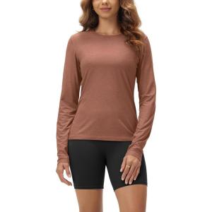 image:imageODODOS Womens Long Sleeve TShirt  Ultra Soft odSTRATUM Tech Performance Top UPF 50 Breathable Crew Neck PulloverTamarind Heather