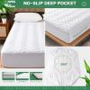 imageUNILIBRA King Mattress Pad Waterproof Rayon Made from Bamboo Fitted Deep Pocket Mattress Cover fits 625 Breathable Quilted Mattress Protector WhiteFull