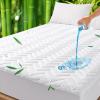 imageUNILIBRA King Mattress Pad Waterproof Rayon Made from Bamboo Fitted Deep Pocket Mattress Cover fits 625 Breathable Quilted Mattress Protector WhiteTwin