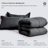 imageUNILIBRA Queen Size Comforter Set Lightweight 3 Pieces Reversible Bedding Comforter Set Queen with Down Alternative Comforter 2 Pillow Cases for All Season BlackLight Grey
