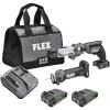 imageFLEX 24V Brushless Cordless 2Tool Combo Kit Drywall Screw Gun and Cut Out Tool with 2 25Ah Lithium Battery and 160W Fast Charger  FXM2032AAwMagazine  225Ah Batteries