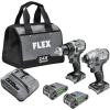 imageFLEX 24V Brushless Cordless 2Tool Compact Combo Kit 12Inch 2Speed Drill Driver and 14Inch Hex Impact Driver with 2 25Ah Lithium Batteries and 160W Fast Charger  FXM2052ACompact