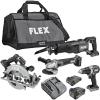imageFLEX 24V Brushless Cordless 4Tool Combo Kit Circular Saw Reciprocating Saw Fixed Speed Angle Grinder Drill Driver with 25 Ah 50Ah Lithium Batteries and 160W Charger  FXM4022B