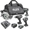 imageFLEX 24V Brushless Cordless 4Tool Combo Kit Hammer Drill Hex Impact Driver Circular Saw Work Light with 35Ah 60Ah Stacked Lithium Batteries and 280W Rapid Charger  FXM4032GHammer Drill  Hex Impact  Circ Saw  Light