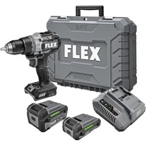imageFLEX 24V Brushless Cordless 12Inch 1400 InLbs Torque 2Speed Drill Driver Turbo Mode Kit with 25Ah 50Ah Lithium Batteries and 160W Fast Charger  FX1171T2B1 400 InLbs