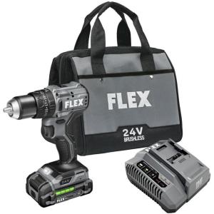 imageFLEX 24V Brushless Cordless 12Inch 650 InLbs Torque 2Speed Compact Hammer Drill Kit with 25Ah Lithium Battery and 160W Fast Charger  FX12311A650 InLbs