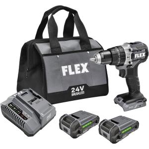 imageFLEX 24V Brushless Cordless 12Inch 650 InLbs Torque 2Speed Compact Hammer Drill Kit with 25Ah Lithium Battery and 160W Fast Charger  FX12311A750 InLbs