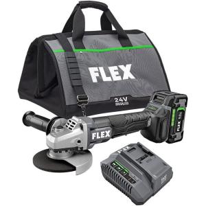 imageFLEX 24V Brushless Cordless 5Inch 10000 RPM Variable Speed Paddle Switch Angle Grinder Kit with 50Ah Lithium Battery and 160W Fast Charger  FX3171A1CPaddle Switch  wBattery and Charger