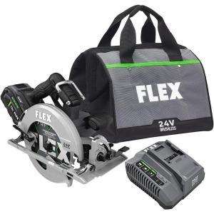 imageFLEX 24V Brushless Cordless 714Inch Rear Handle Circular Saw Tool Only Battery and Charger Not Included  FX2141RZ714