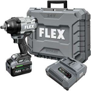 imageFLEX 24V Brushless Cordless 12Inch 1500 FtLbs HighTorque Impact Wrench Kit with 60Ah Stacked Lithium Battery and 280W Fast Charger  FX14721H