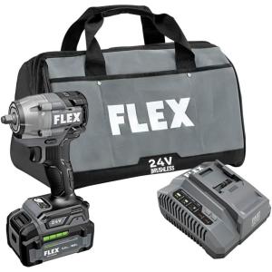 imageFLEX 24V Brushless Cordless 38Inch 450 FtLbs Torque Compact Impact Wrench Kit with 50Ah Lithium Battery and 160W Fast Charger  FX1431A1Cw50Ah Lithium Battery