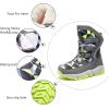 imageGUBARUN Boys Snow Boots Winter Waterproof Slip Resistant Cold Weather Shoes ToddlerLittle KidBig KidGreyGreen