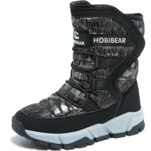 imageGUBARUN Boys Snow Boots Winter Waterproof Slip Resistant Cold Weather Shoes ToddlerLittle KidBig KidBlack