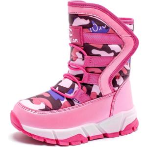 imageGUBARUN Boys Snow Boots Winter Waterproof Slip Resistant Cold Weather Shoes ToddlerLittle KidBig KidPink