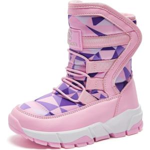 imageGUBARUN Boys Snow Boots Winter Waterproof Slip Resistant Cold Weather Shoes ToddlerLittle KidBig KidPinkish Purple