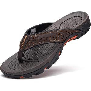 imageGUBARUN Mens Sport Flip Flops Comfort Casual Thong Sandals OutdoorBrownOrange