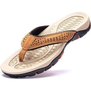 imageGUBARUN Mens Sport Flip Flops Comfort Casual Thong Sandals OutdoorKhaki