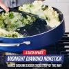 imageBlue Diamond 5QT Saute Pan Jumbo Cooker Skillet with Helper Handle and Lid NonToxic PFASFree Diamond Infused Healthy Ceramic Nonstick Dishwasher Safe Oven Safe Metal Utensil Safe BlueBlue
