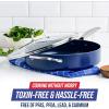 imageBlue Diamond 5QT Saute Pan Jumbo Cooker Skillet with Helper Handle and Lid NonToxic PFASFree Diamond Infused Healthy Ceramic Nonstick Dishwasher Safe Oven Safe Metal Utensil Safe BlueBlue