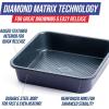 imageBlue Diamond Bakeware Diamond Infused Nonstick 5 Piece Baking Set with 13x18inch Baking Sheet13x9inch Cookie Sheet 12 Cup Muffin Pan Square Cake Pan ampamp Loaf Pan DishwasherFreezer Safe PFASFree13 x 9 Rectangular Baking Pan