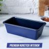 imageBlue Diamond Bakeware Diamond Infused Nonstick 5 Piece Baking Set with 13x18inch Baking Sheet13x9inch Cookie Sheet 12 Cup Muffin Pan Square Cake Pan ampamp Loaf Pan DishwasherFreezer Safe PFASFree9 Loaf Pan for Cake Bread Meatloaf and More