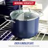 imageBlue Diamond Cookware 2QT Saucepan Pot with Lid Diamond Infused Ceramic Nonstick PFAS and PFOAFree Dishwasher Safe Oven Safe Durable Versatile Easy Clean Even Heating Blue8 QT Stockpot with Lid
